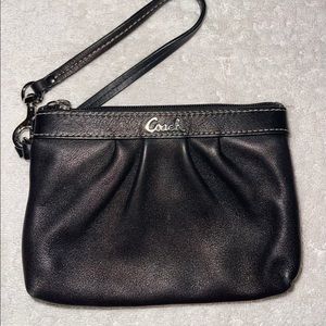 Black leather Coach wristlet